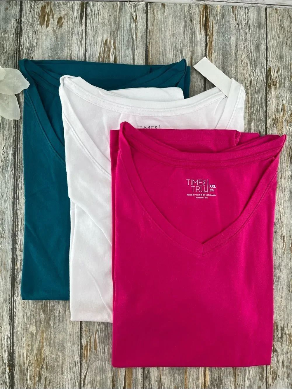 Women's Slub V Neck Short Sleeve T-Shirts 3-Pack Size XXL